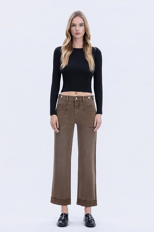 HIGH RISE TABBED WAISTBAND CUFFED S...